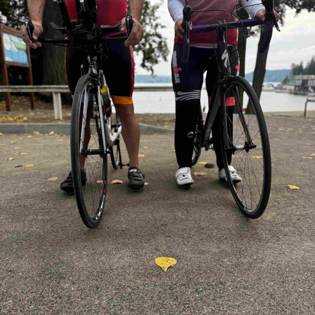 Triathlon coaching during cycling portion of training at Sander's Beach
